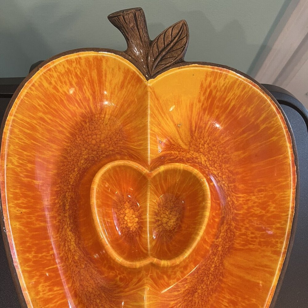 Vintage Treasure Craft Divided Large Apple Shaped Serving Platter Tray 1960’s